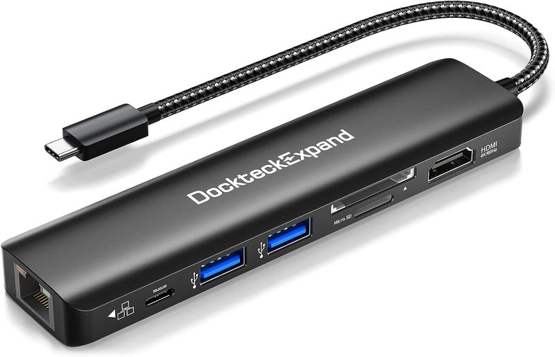 DockteckExpand USB C Hub Multiport Adapter, USB C Dongle 7 in 1 with 4K 60Hz HDMI Port, 1Gbps Ethernet, 100W PD, 2 USB 3.0 Ports, SD/TF Card Reader for MacBook iPad HP Dell XPS and More - Image 1